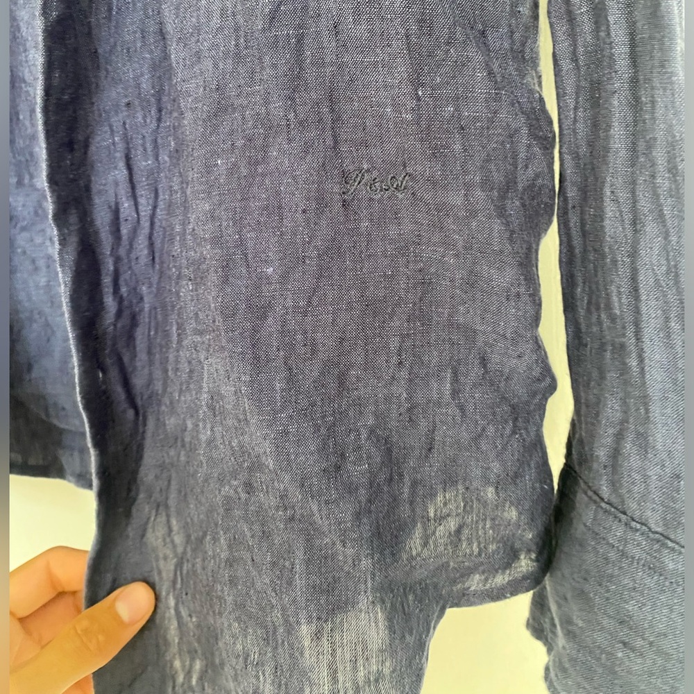 Porter & Ash 100% Linen Button Down Size Small Color Blue - Picture 4 of 7
